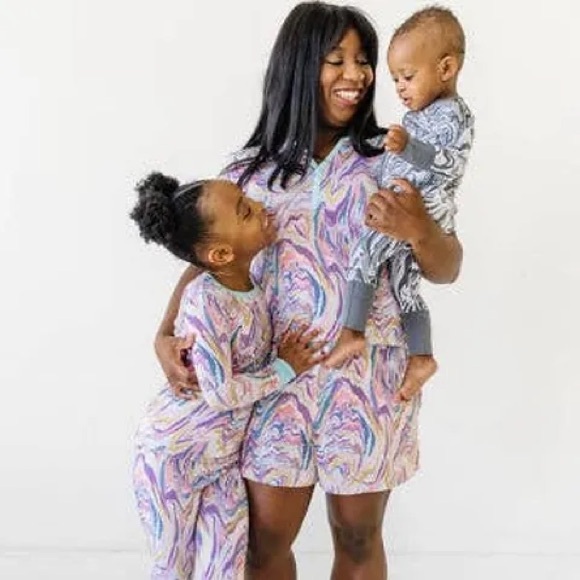 Little Sleepies Pink Marble Swirl Women’s Shorts - Picture 3 of 4